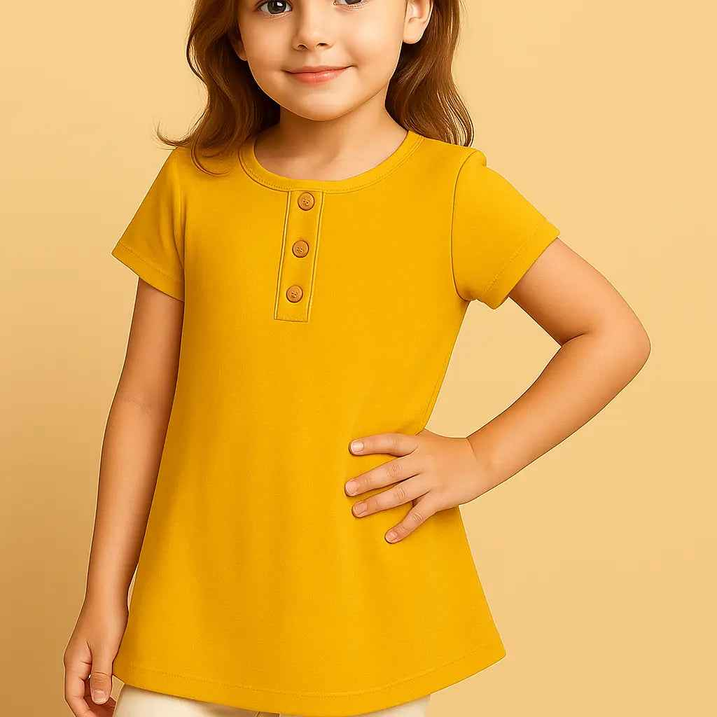 Zoyakhaas Mustard Yellow Dress with White Leggings – Girls Outfit (0–10 Years)