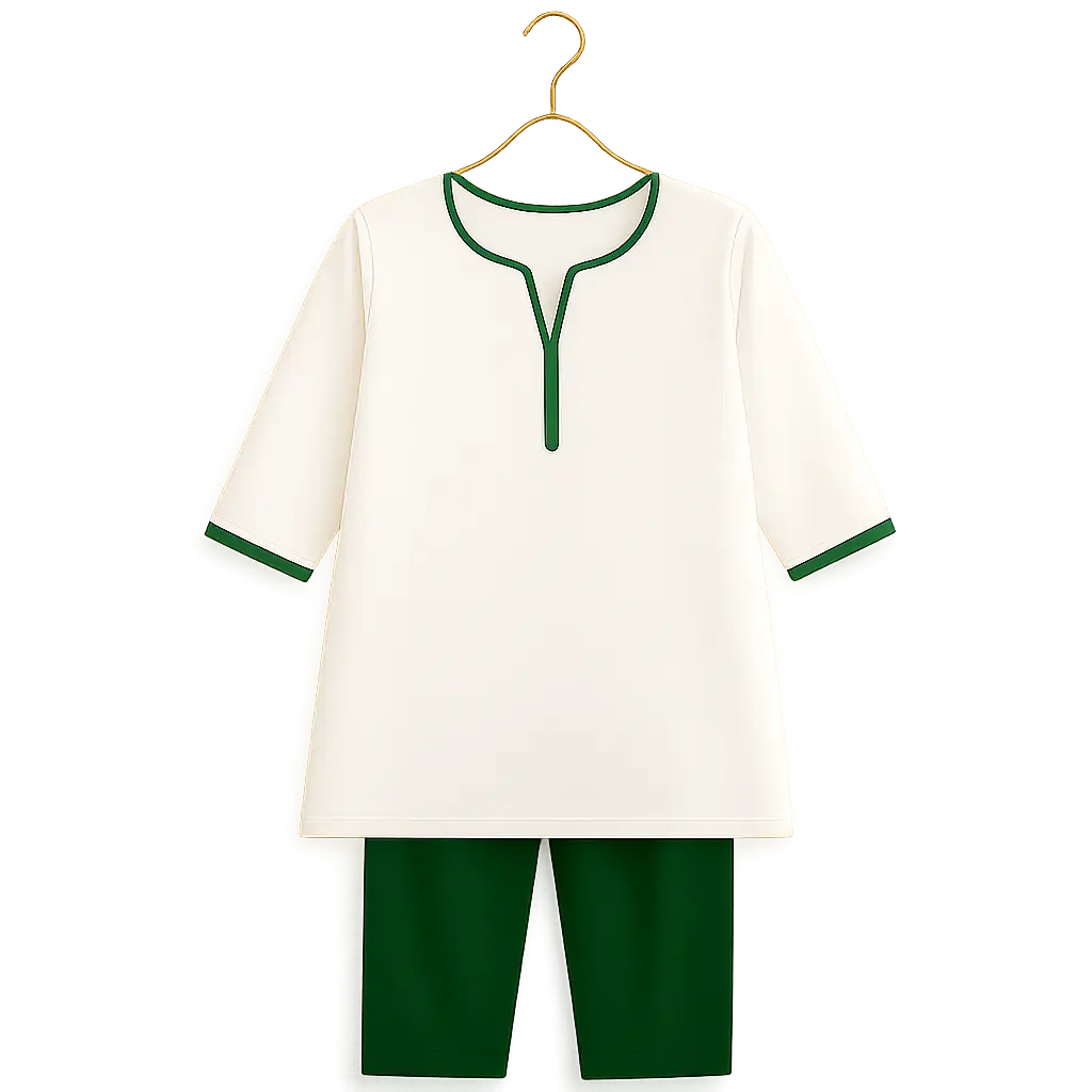 Kids Independence Day Dress – Green & White Pakistani Outfit for Girls (0-10 Years)