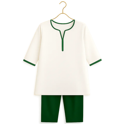 Kids Independence Day Dress – Green & White Pakistani Outfit for Girls (0-10 Years)